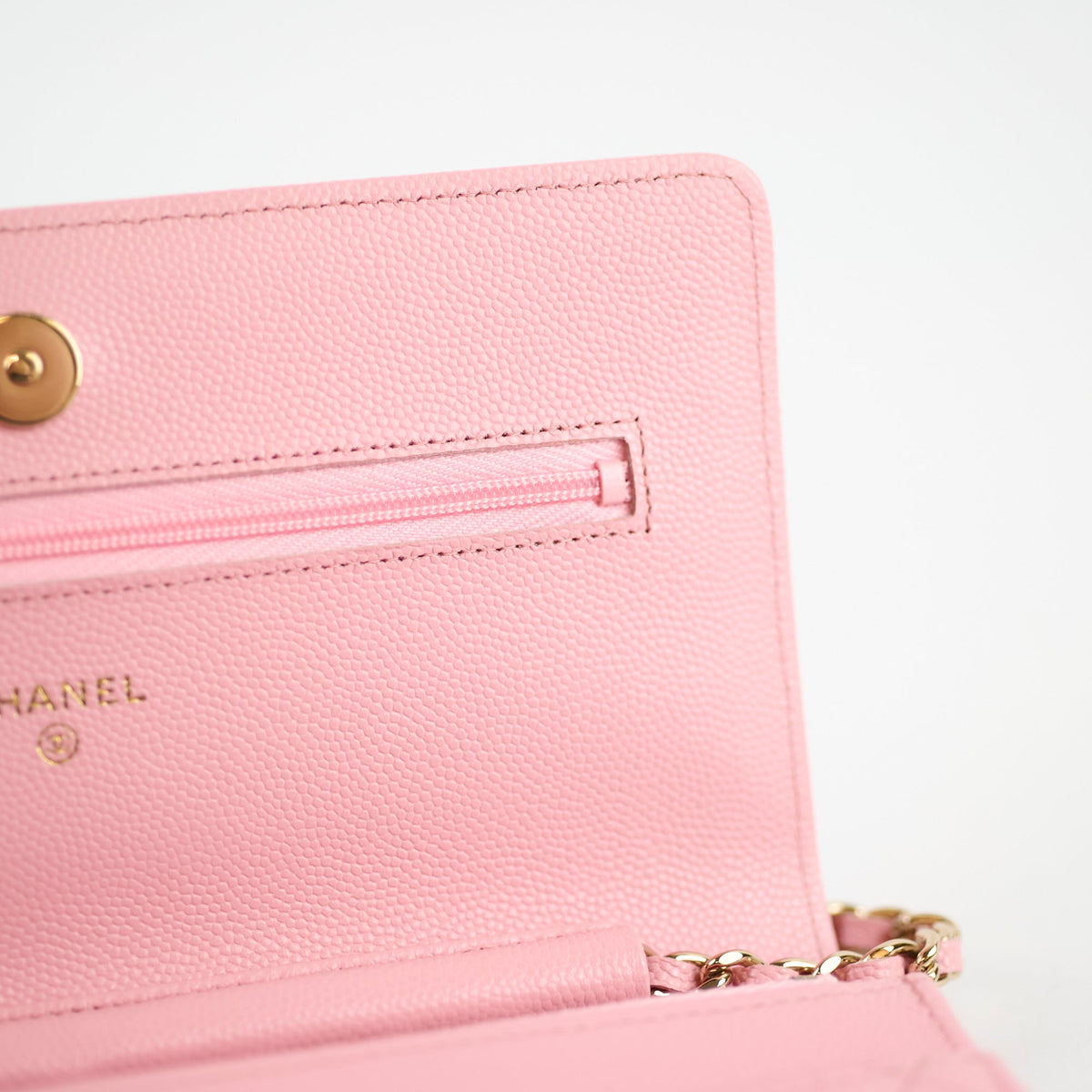 Chanel Caviar Wallet On Chain WOC Pink Microchip - photo 8