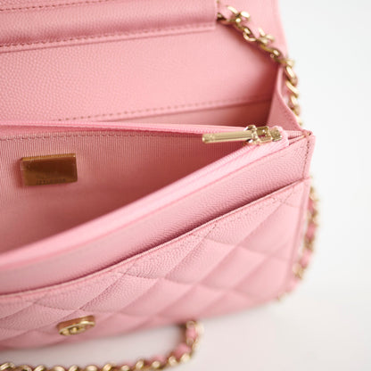 Chanel Caviar Wallet On Chain WOC Pink Microchip - photo 11