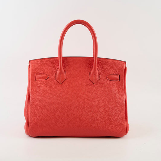 Hermes Birkin 30 Clemence Orange Poppy O Square Stamp - photo 2