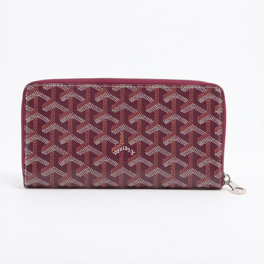 ITEM 1 - Goyard Matignon GM Canvas & Leather Round Zip Wallet Bordeaux - photo 1