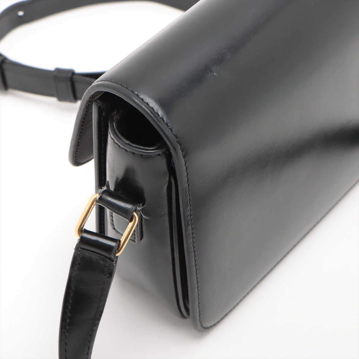 CELINE Teen Triomphe Leather Shoulder Bag Black - photo 3