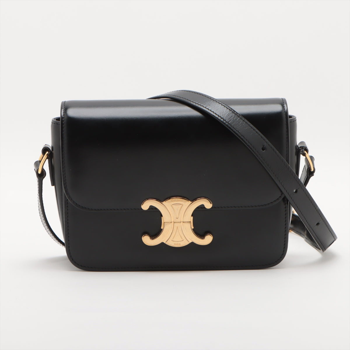 CELINE Teen Triomphe Leather Shoulder Bag Black - photo 1