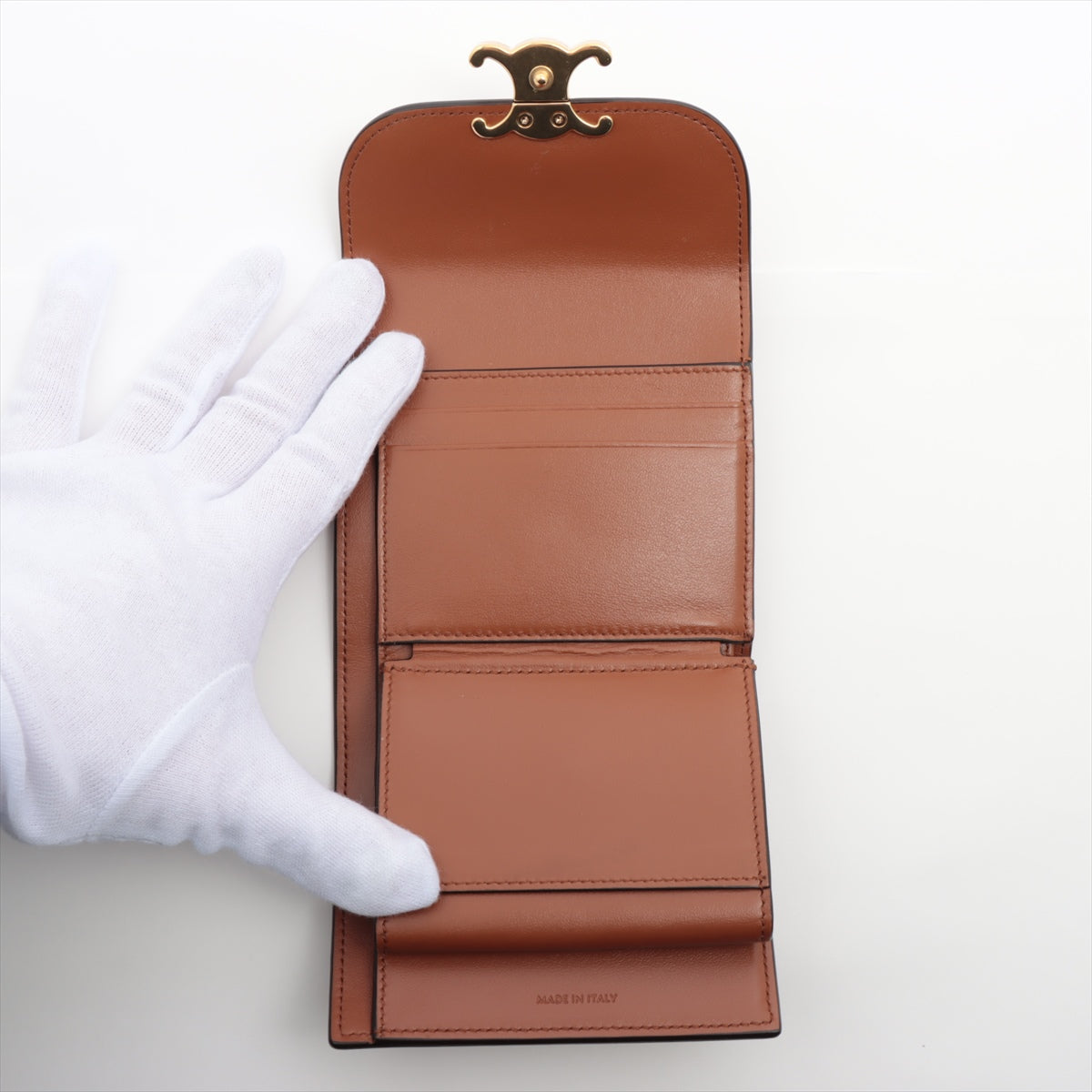 Celine Triomphe Leather Brown Compact Wallet - photo 5