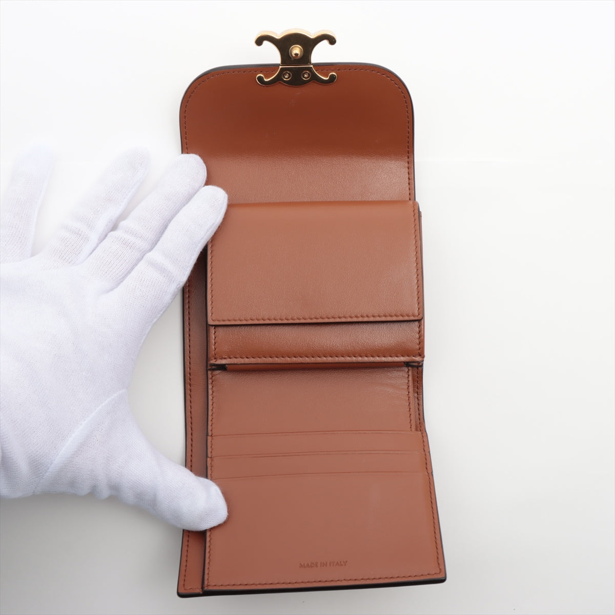 Celine Triomphe Leather Brown Compact Wallet - photo 6