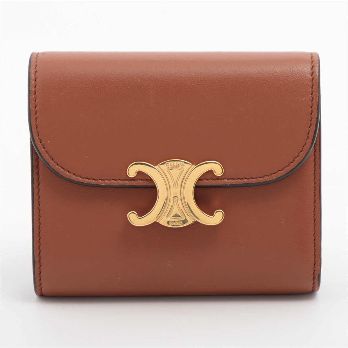 Celine Triomphe Leather Brown Compact Wallet - photo 2