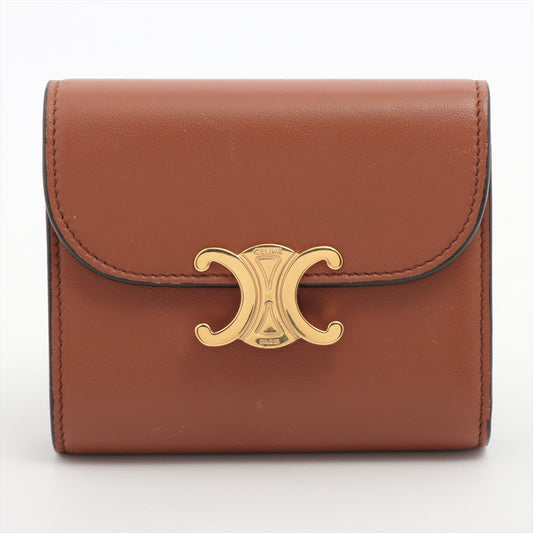 Celine Triomphe Leather Brown Compact Wallet - photo 2