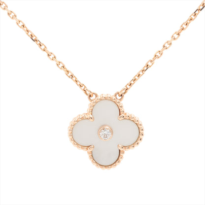 Van Cleef & Arpels Vintage 2012 Limited Edition Holiday Alhambra Mother of Pearl Diamond Rose Gold Necklace - photo 1