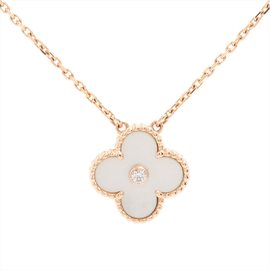 Van Cleef & Arpels Vintage 2012 Limited Edition Holiday Alhambra Mother of Pearl Diamond Rose Gold Necklace - photo 1