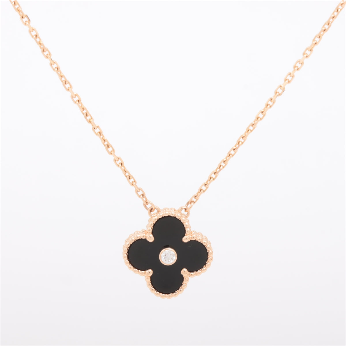 Van Cleef & Arpels Vintage Alhambra Onyx with Diamond Holiday Pendant Necklace 2016 - photo 1