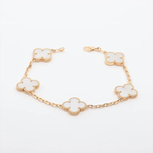 Van Cleef & Arpels Vintage Alhambra 5 Motif Mother of Pearl MOP Bracelet Yellow Gold - photo 1