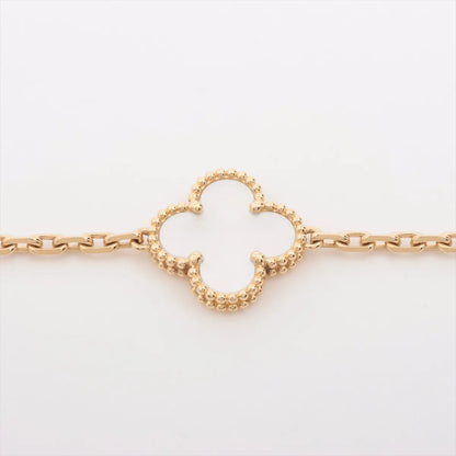 Van Cleef & Arpels Vintage Alhambra 5 Motif Mother of Pearl MOP Bracelet Yellow Gold - photo 5