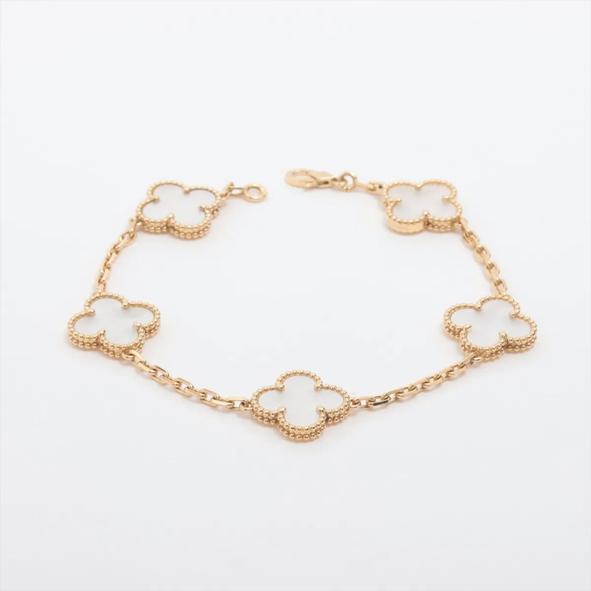 Van Cleef & Arpels Vintage Alhambra 5 Motif Mother of Pearl MOP Bracelet Yellow Gold - photo 1