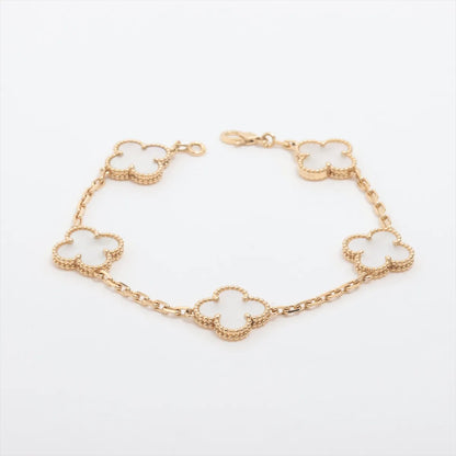 Van Cleef & Arpels Vintage Alhambra 5 Motif Mother of Pearl MOP Bracelet Yellow Gold - photo 1