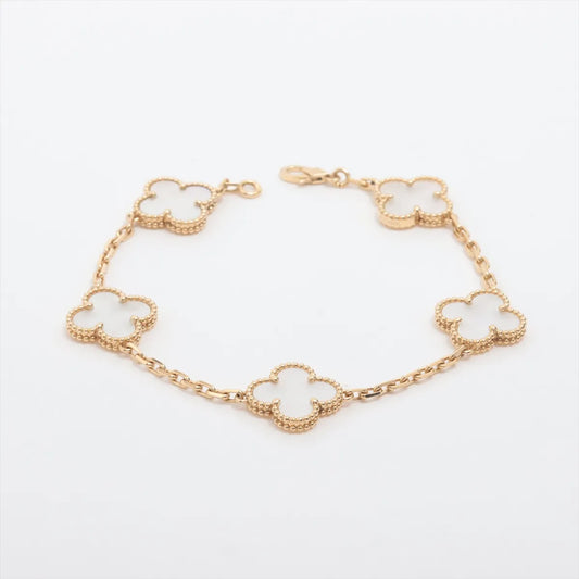 Van Cleef & Arpels Vintage Alhambra 5 Motif Mother of Pearl MOP Bracelet Yellow Gold - photo 1