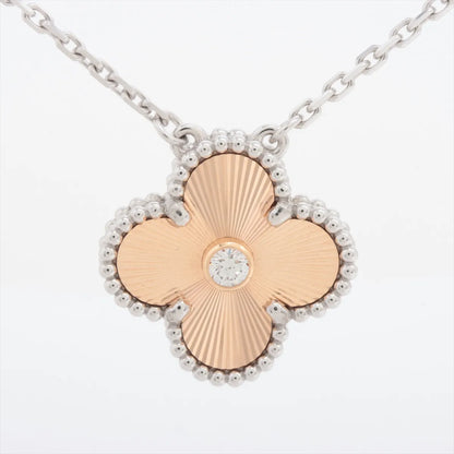 Van Cleef & Arpels Vintage Alhambra 2024 Holiday Pendant Rose Gold Guilloche Diamond Necklace - photo 1