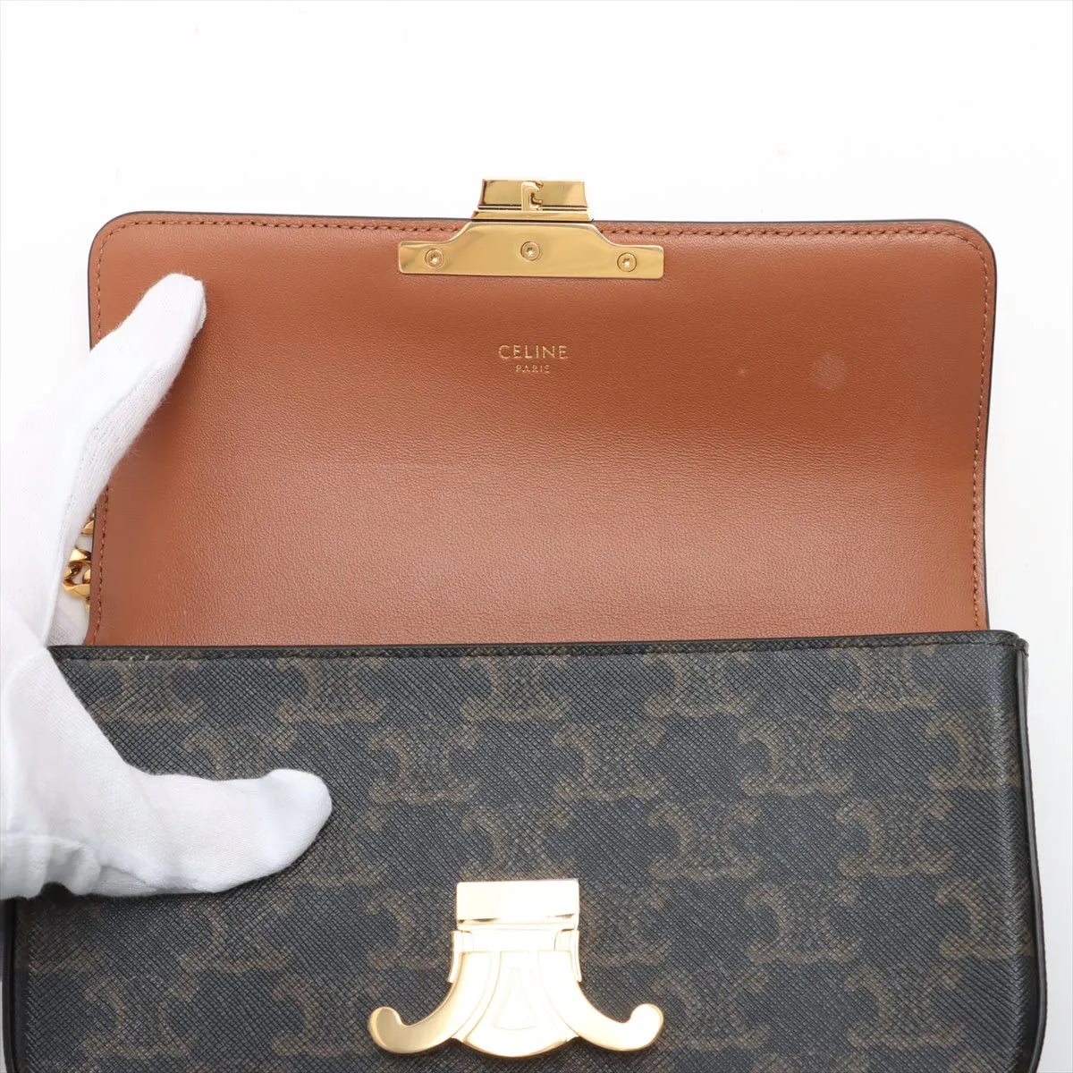 Celine Triomphe Chain Shoulder Bag Brown - photo 4
