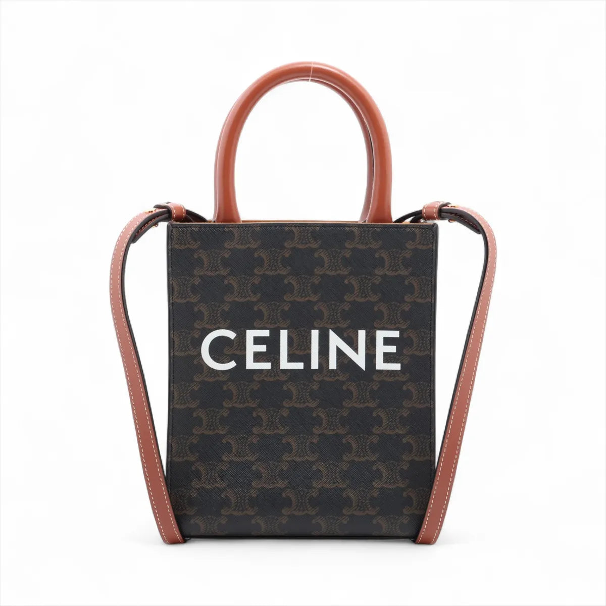 Celine Triomphe Mini Vertical Cabas Tote Brown - photo 1