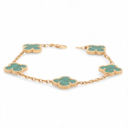 Van Cleef & Arpels Vintage Alhambra 5 Motifs Malachite Bracelet - photo 1