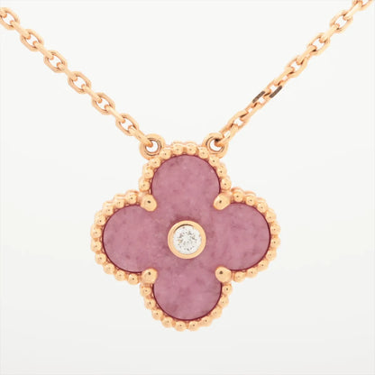 Van Cleef & Arpels Alhambra Pink Rhodonite Diamond Necklace Holiday Pendant 2021 - photo 1
