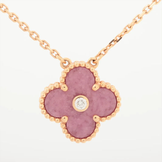 Van Cleef & Arpels Alhambra Pink Rhodonite Diamond Necklace Holiday Pendant 2021 - photo 1