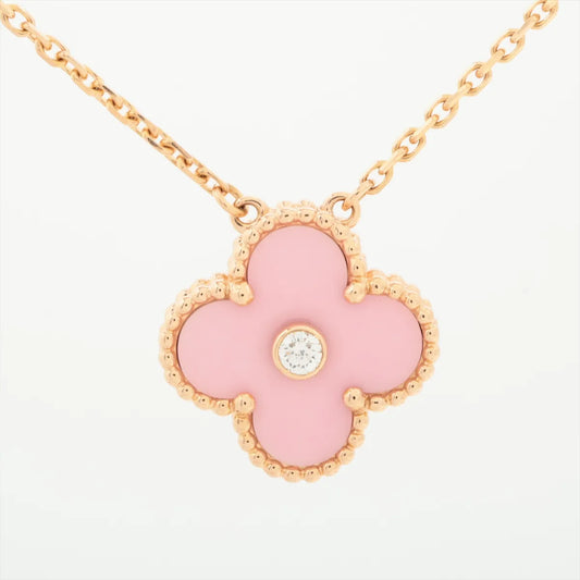 Van Cleef & Arpels Vintage Alhambra Pink Porcelain Diamond Limited Edition Necklace 2015 - photo 1