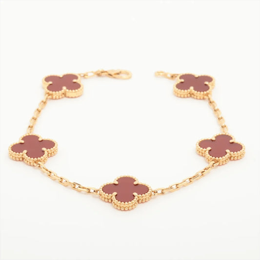 Van Cleef & Arpels Vintage Alhambra 5 Motif Carnelian Bracelet - photo 1
