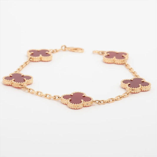 Van Cleef & Arpels Vintage Alhambra 5 motif Carnelian Bracelet - photo 1