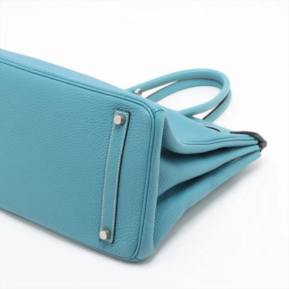 Hermes Birkin 35 Blue Jean PHW Square H Stamp - photo 5