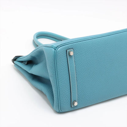 Hermes Birkin 35 Blue Jean PHW Square H Stamp - photo 6