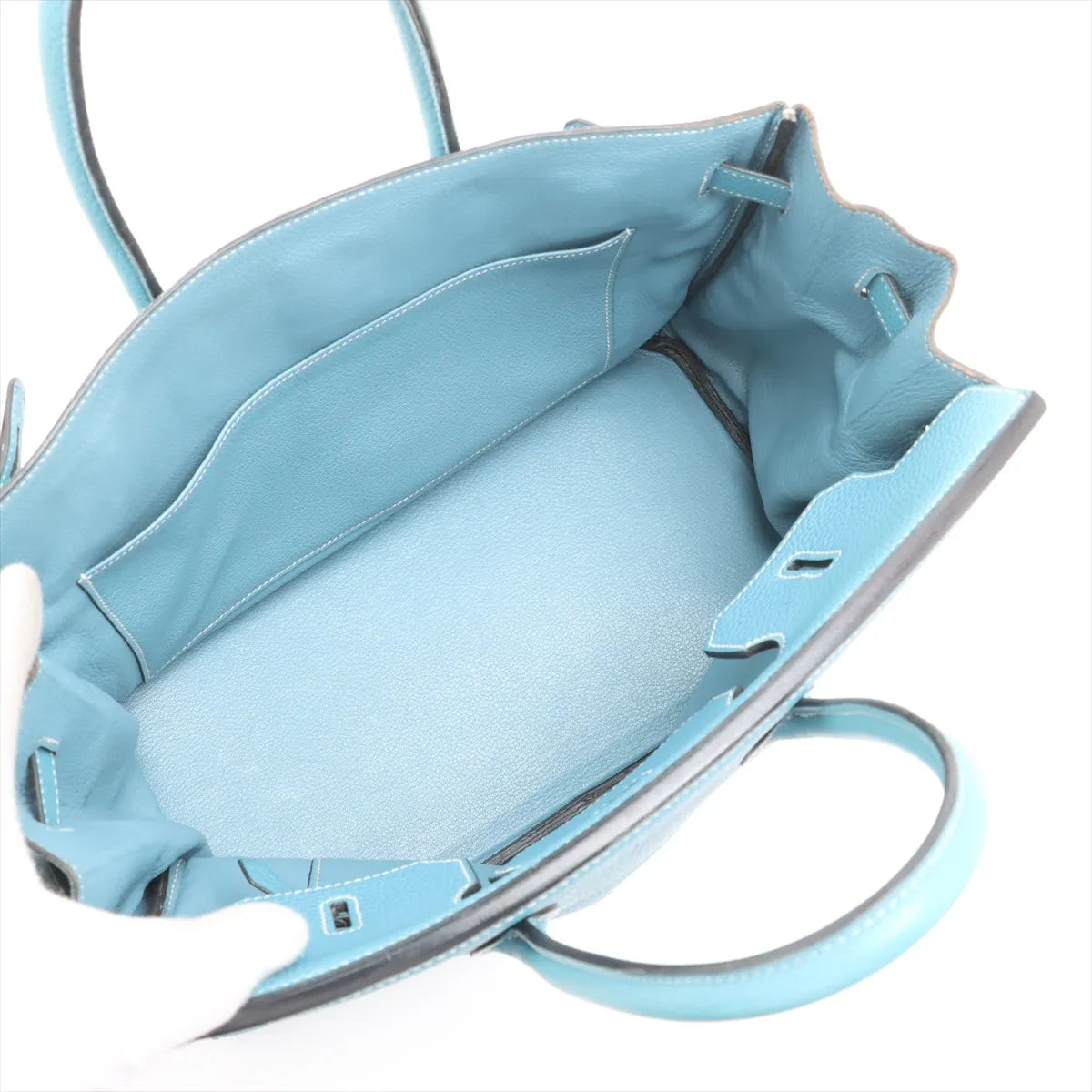 Hermes Birkin 35 Blue Jean PHW Square H Stamp - photo 9