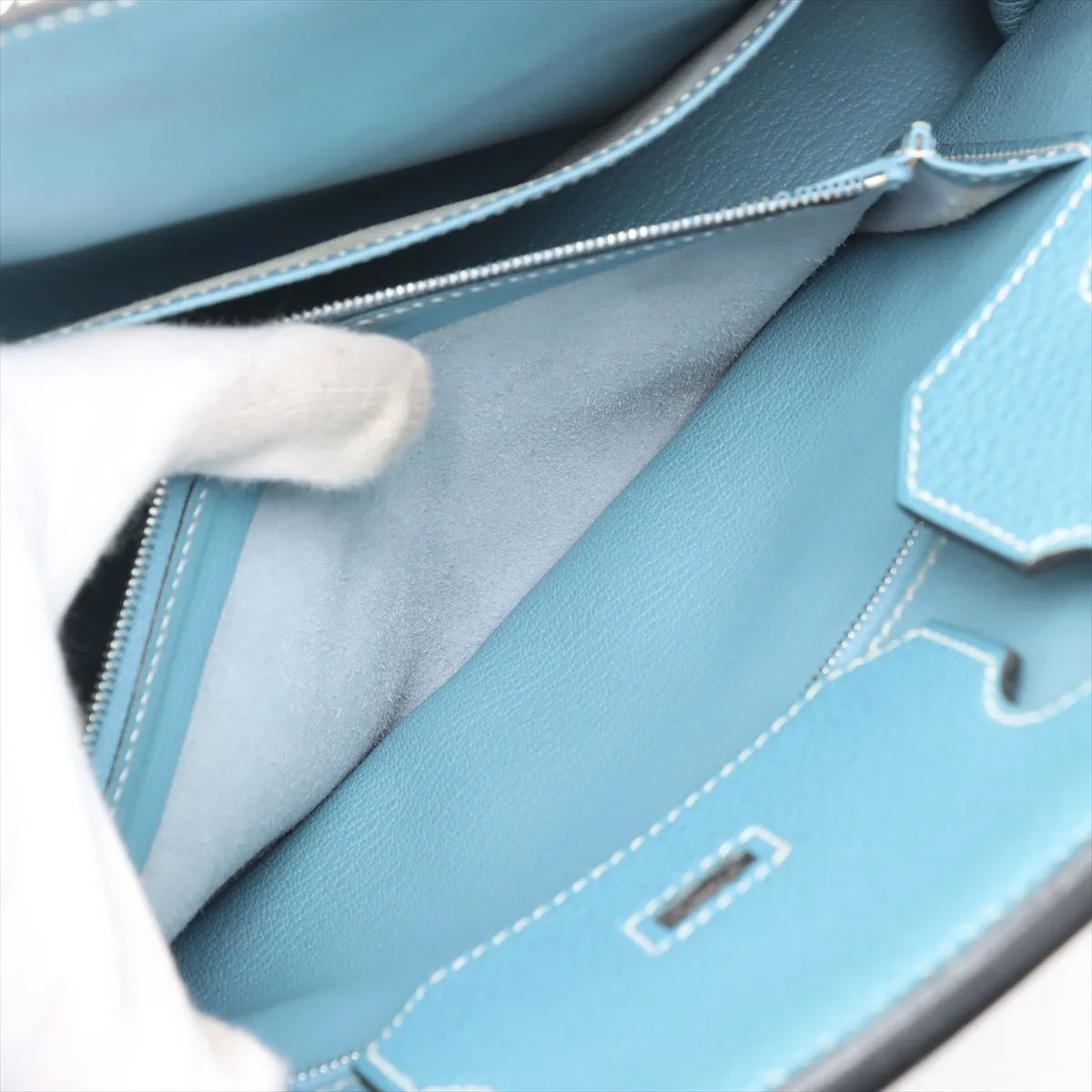 Hermes Birkin 35 Blue Jean PHW Square H Stamp - photo 11