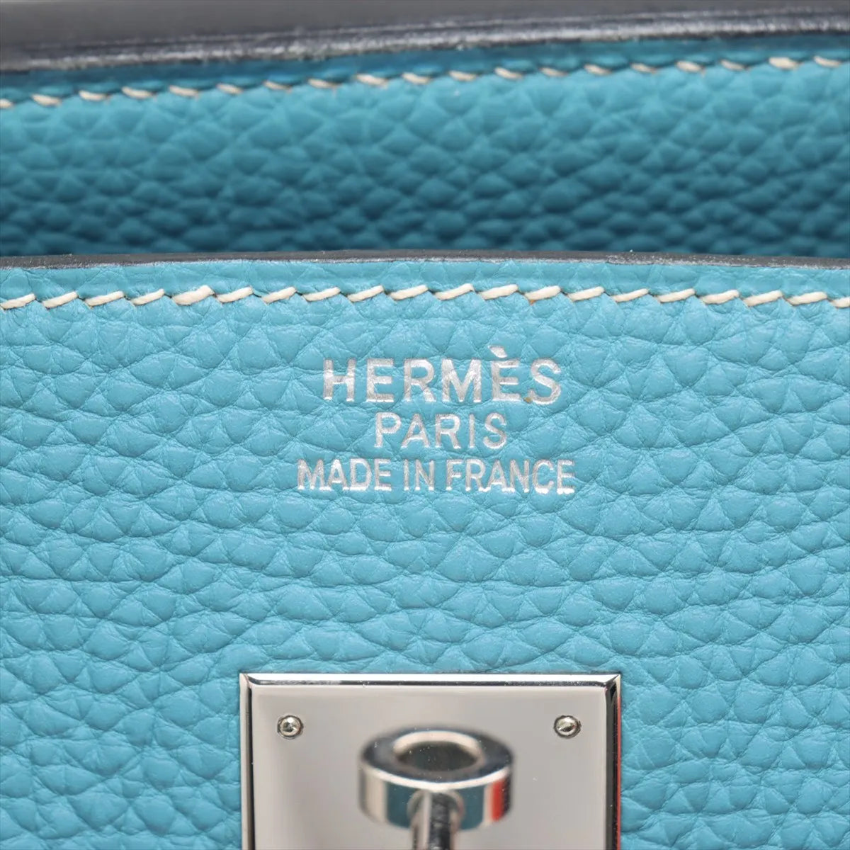 Hermes Birkin 35 Blue Jean PHW Square H Stamp - photo 12