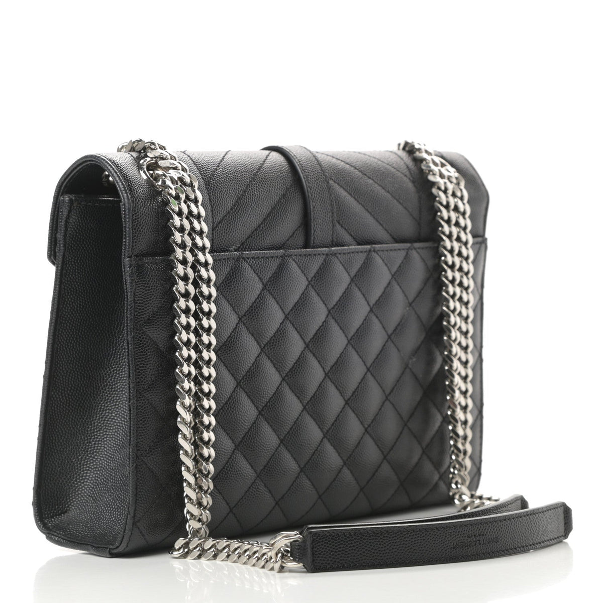 Saint Laurent Grain De Poudre Textured Mixed Matelasse Triquilt Medium Monogram Satchel Black - image 4