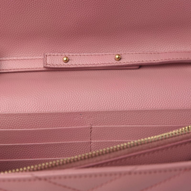 Saint Laurent Grain De Poudre Matelasse Chevron Monogram Woc Blush Fonce Pink Leather Shoulder Bag - image 6
