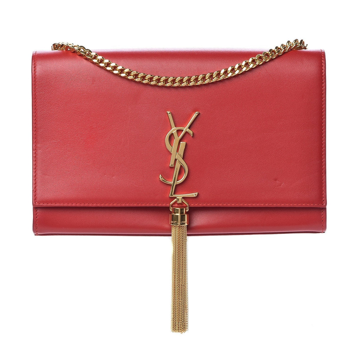 Saint Laurent Monogram Kate Smooth Medium Classic Tassel Red Calfskin Leather Satchel - photo 1