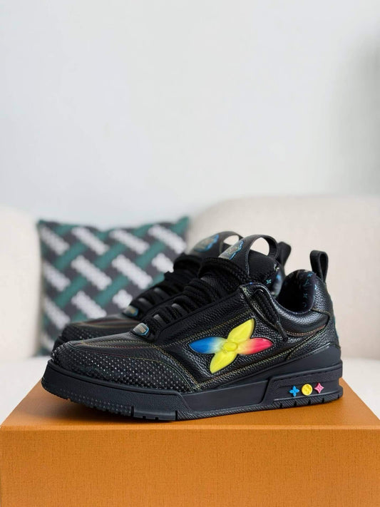 Louis Vuitton LV Skate Sneaker Black Grained Leather Rainbow - photo 1