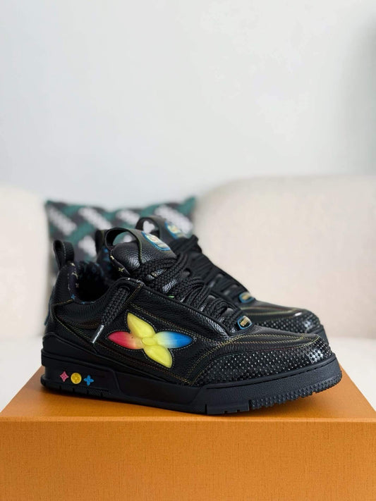 Louis Vuitton LV Skate Sneaker Black Grained Leather Rainbow - photo 2
