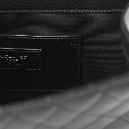 Saint Laurent Grain De Poudre Textured Mixed Matelasse Triquilt Medium Monogram Satchel Black - image 6