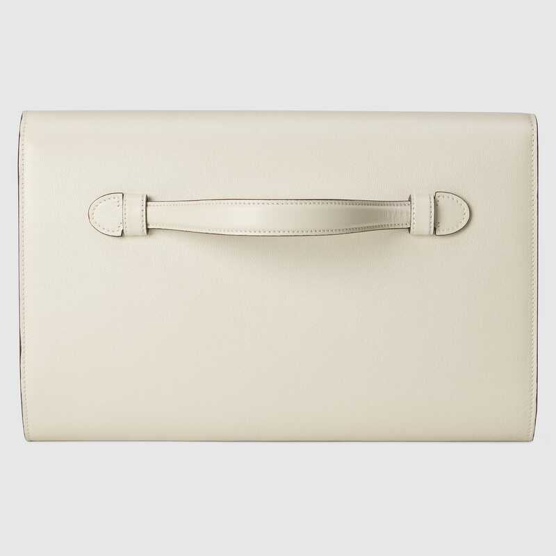 Clutch with Double G White leather - image 3
