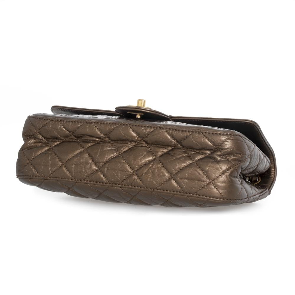 Chanel Coco Bronze CC embossed 9" Classic Flap Bag AGL1158 - image 4