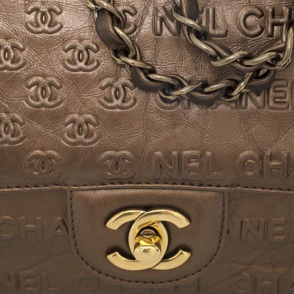 Chanel Coco Bronze CC embossed 9" Classic Flap Bag AGL1158 - image 5