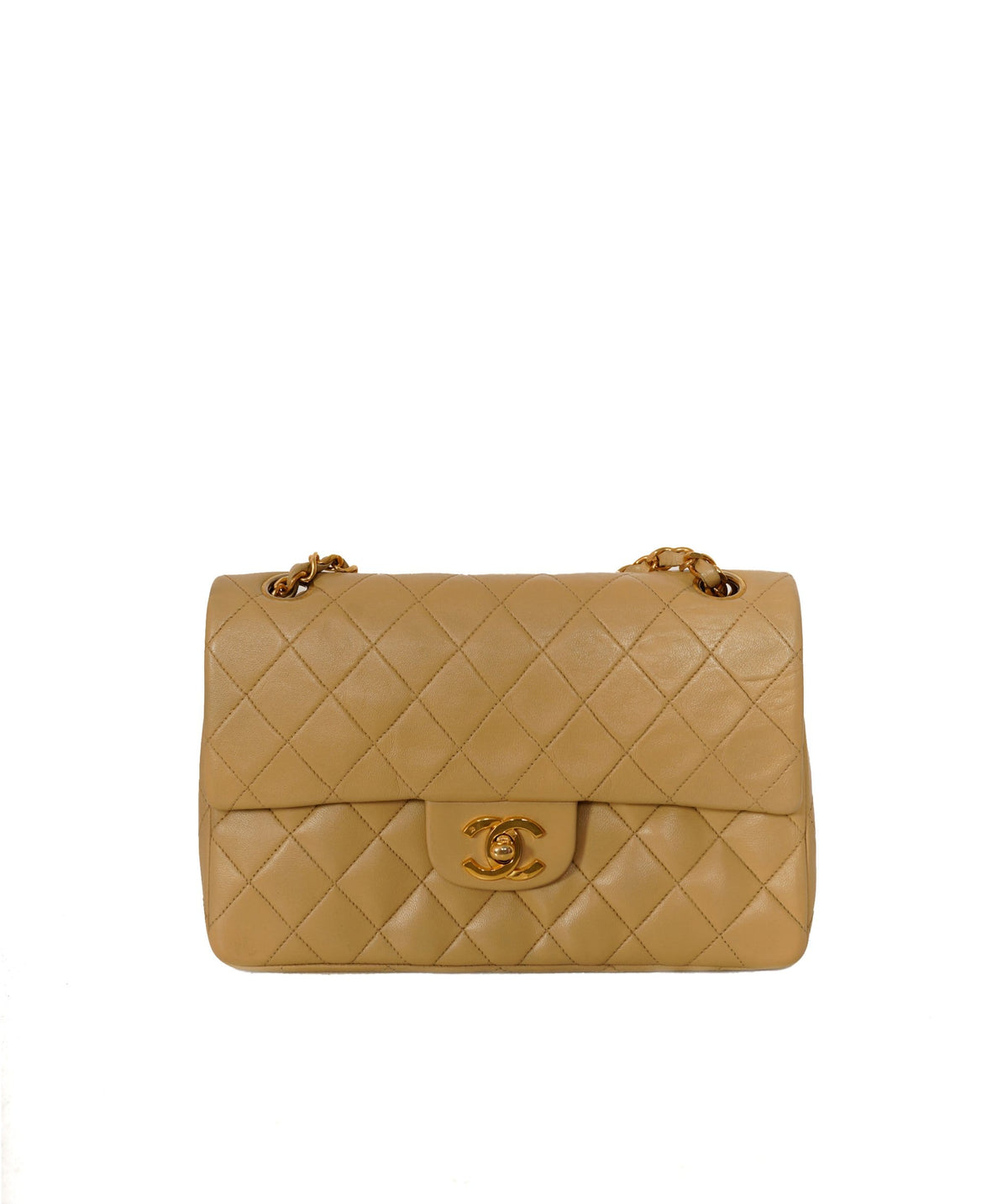 Chanel Vintage Coco Model Beige 9" Small Classic Flap Bag AWL1439 - image 1
