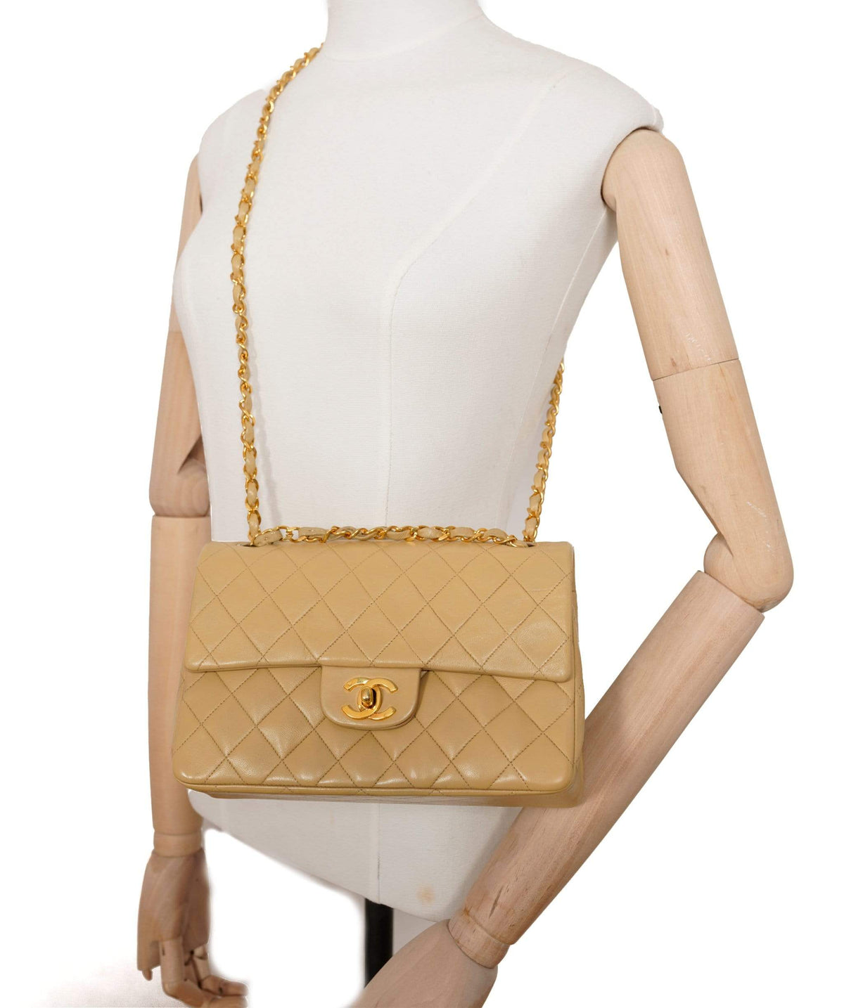 Chanel Vintage Coco Model Beige 9" Small Classic Flap Bag AWL1439 - image 7