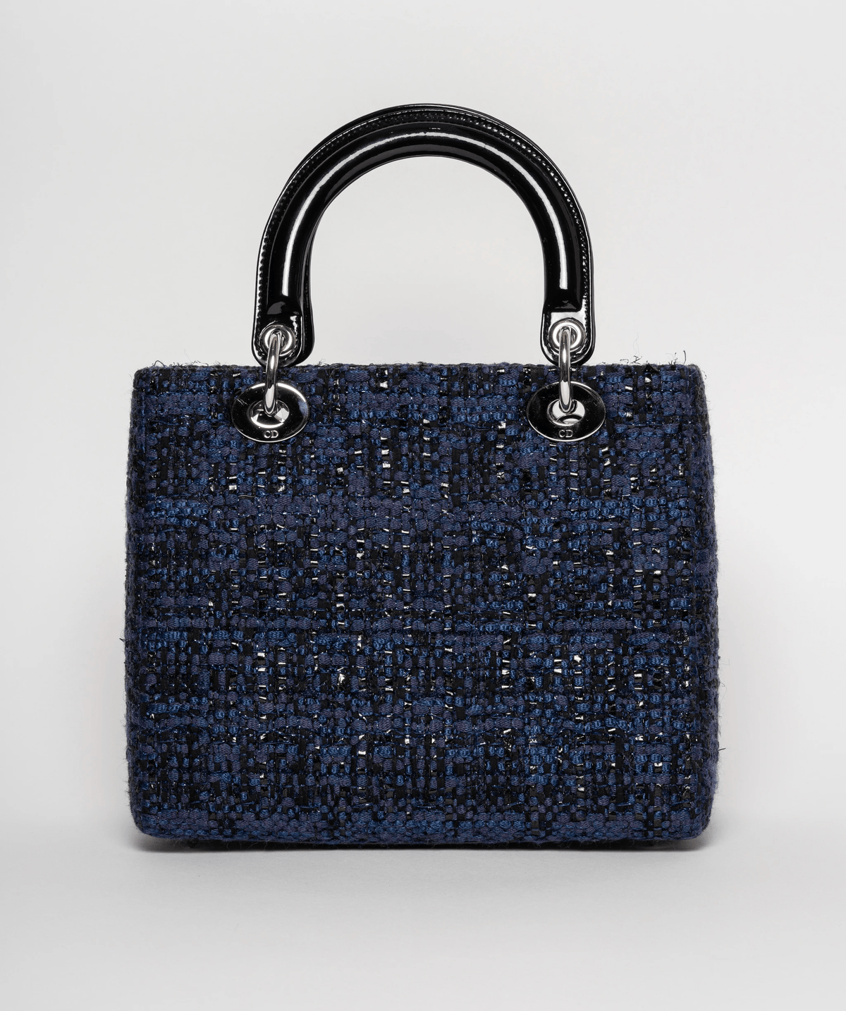 Christian Dior Blue Tweed and Patent Lady Dior Bag - image 11