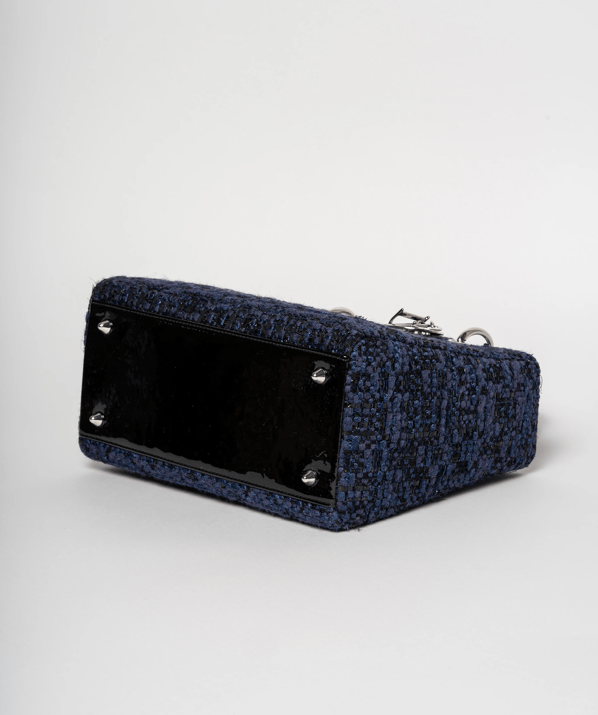 Christian Dior Blue Tweed and Patent Lady Dior Bag - image 14