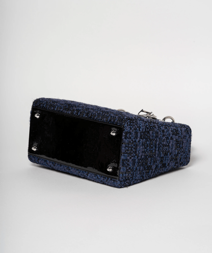 Christian Dior Blue Tweed and Patent Lady Dior Bag - image 14