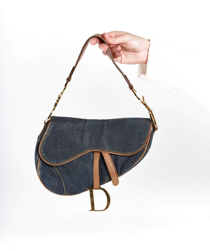 Christian Dior Blue Denim Saddle Bag GHW - image 2