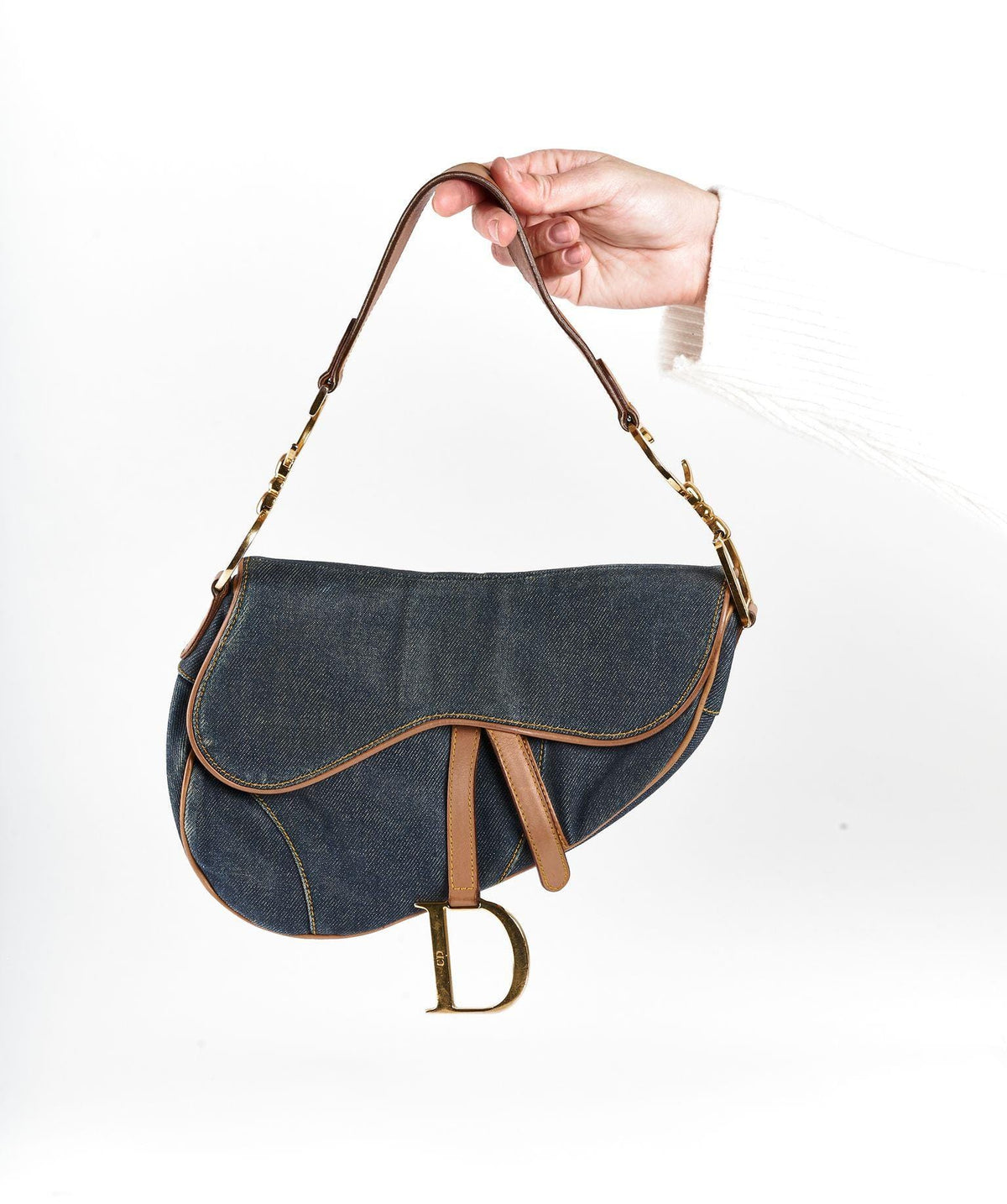 Christian Dior Blue Denim Saddle Bag GHW - image 7