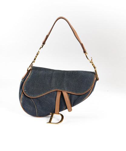 Christian Dior Blue Denim Saddle Bag GHW - image 9
