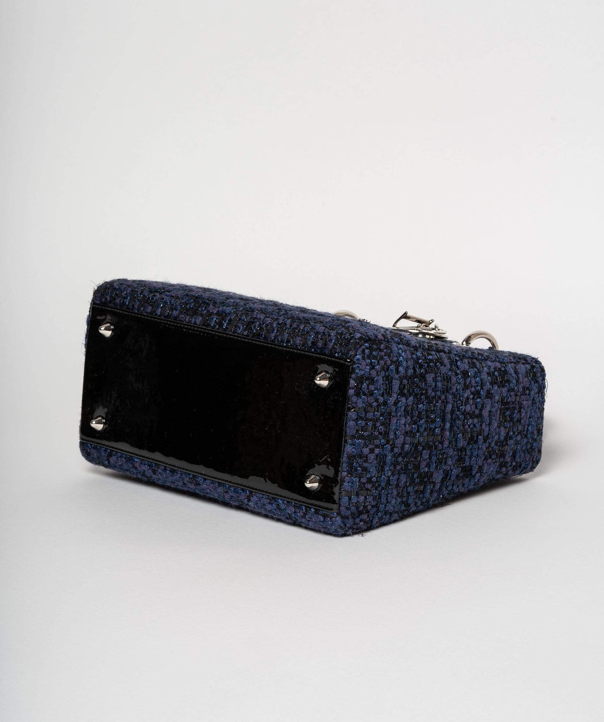 Christian Dior Blue Tweed and Patent Lady Dior Bag - image 7